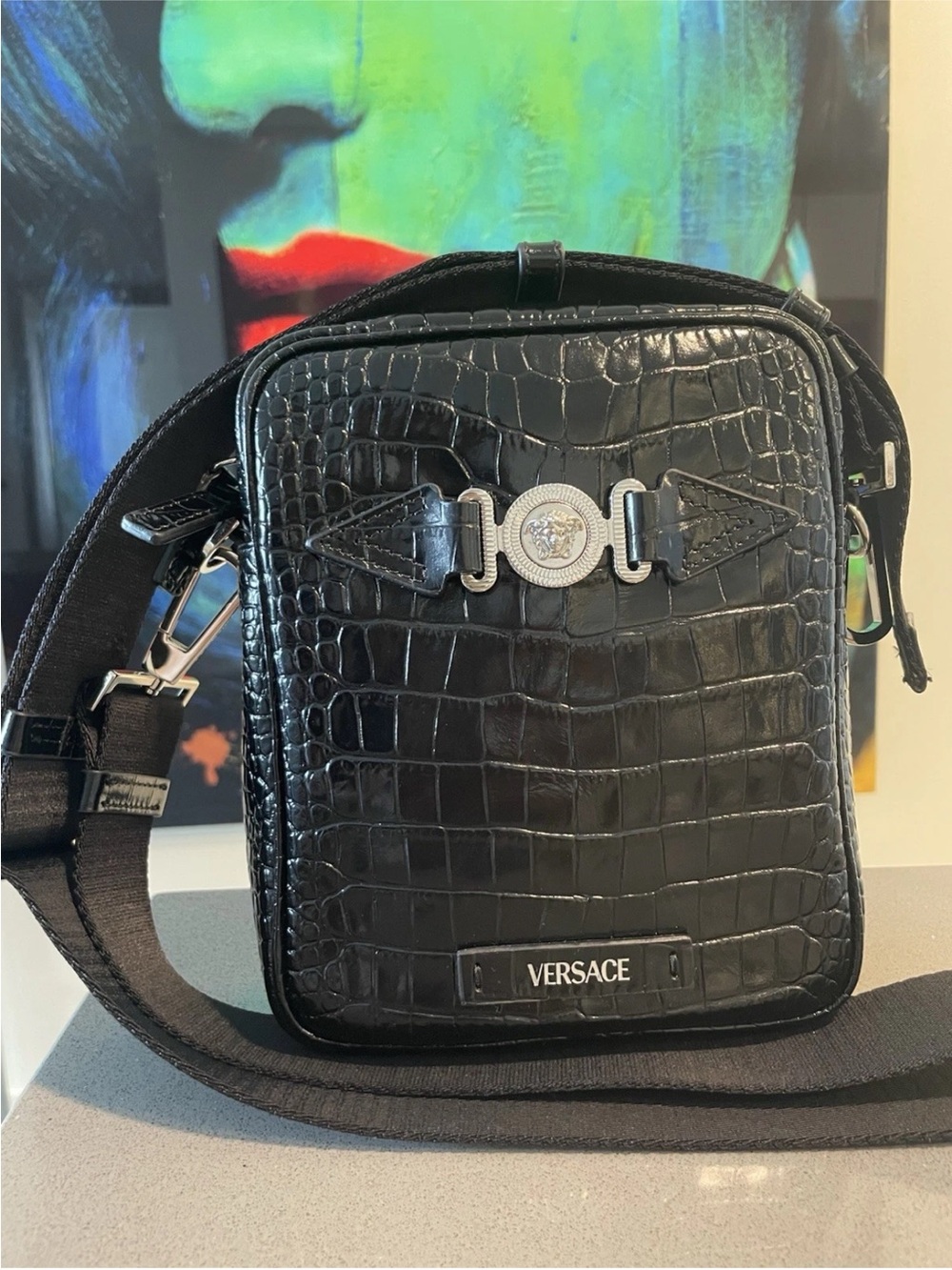 Versace Medusa Biggie crocodile-embossed crossbody bag $1500